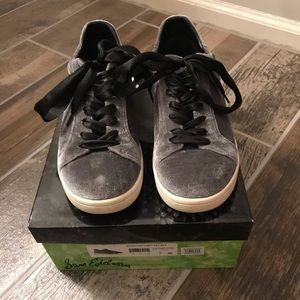 Gray velvet sneakers